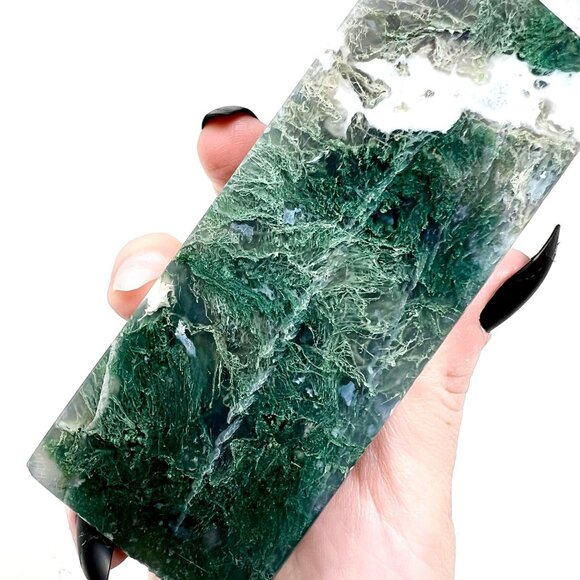 Moss Agate Druzy Crystal Chunky Tower Green Stone healing Rock - Picture 7 of 9